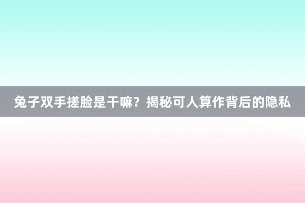 兔子双手搓脸是干嘛？揭秘可人算作背后的隐私